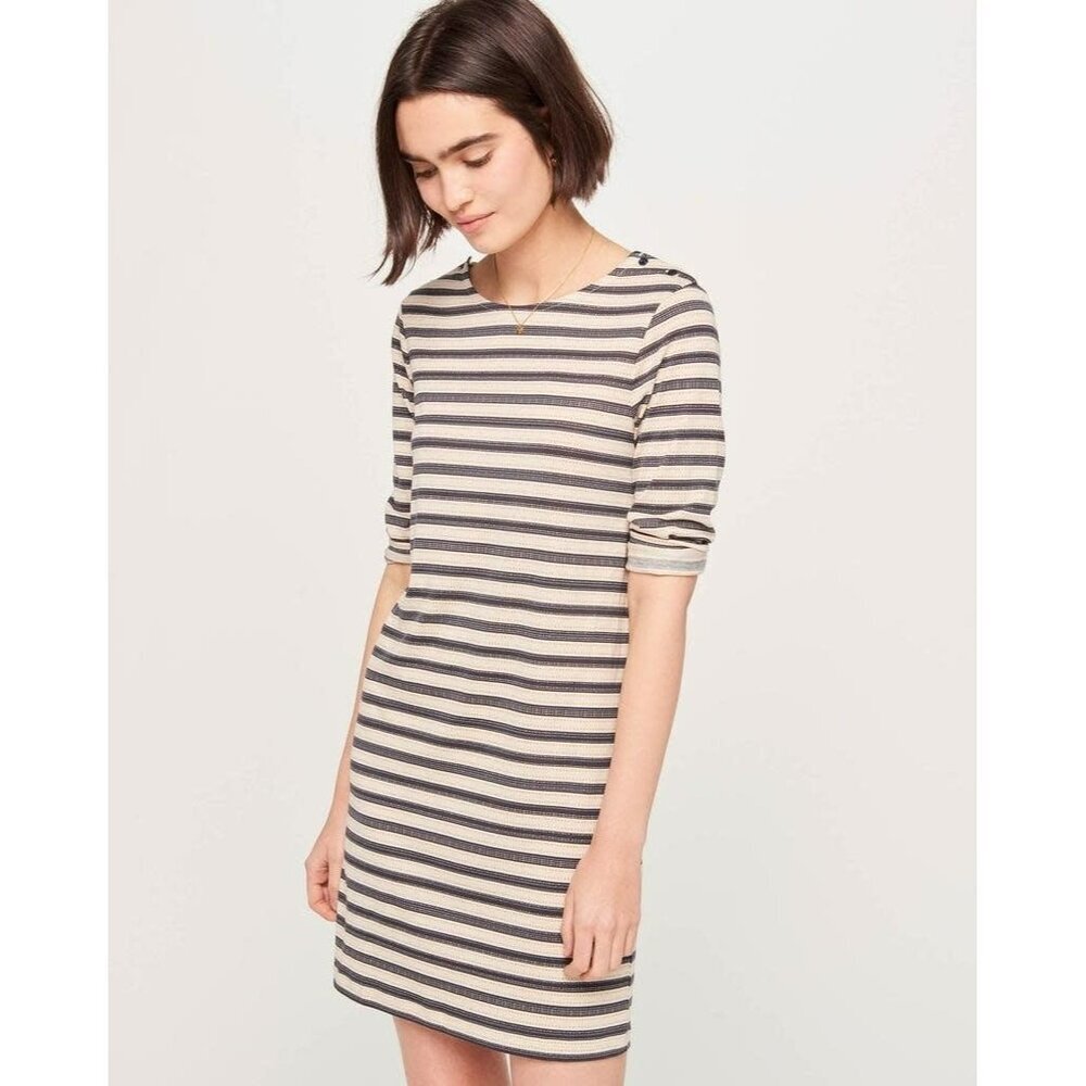 Sessun Winter Dolie Blue Striped Button Down Midi Dress Casual Everyday Chic